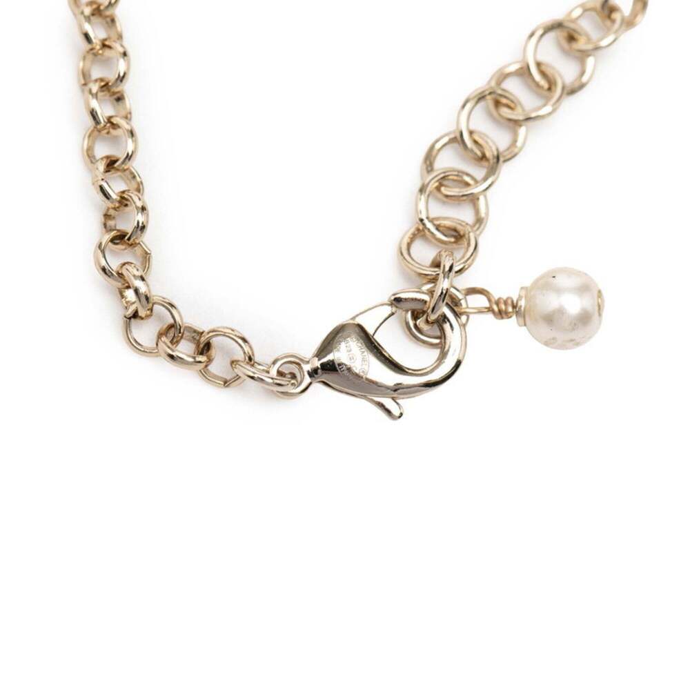 CHANEL Authentic Pink Pearl Logo Charm Bracelet - Picture 7 of 8